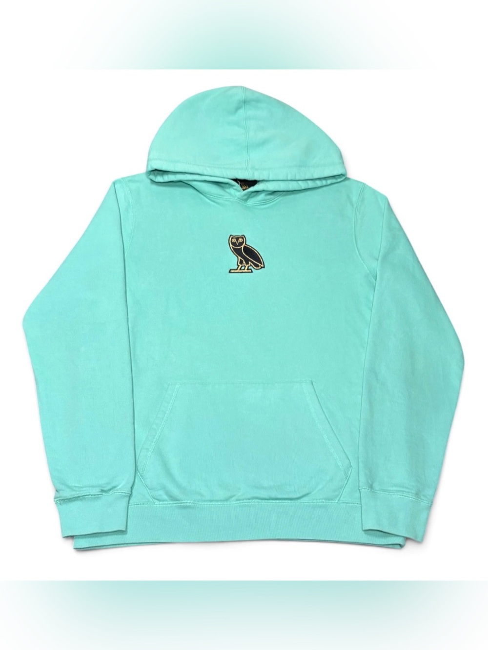October’s Very Own OVO Center Logo Owl Hoodie Sweatshirt Turquoise Green Large